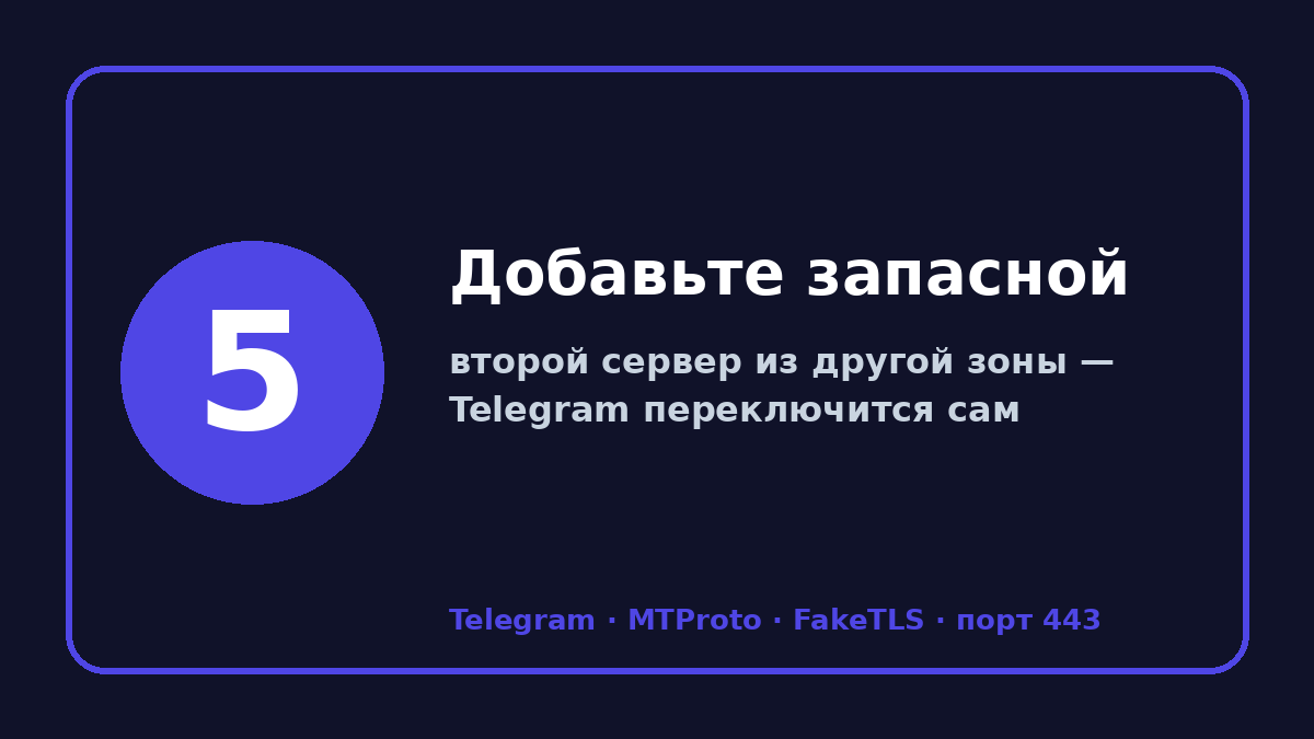 Прокси для телеграмм 2026: шаг 5 — Добавьте запасной