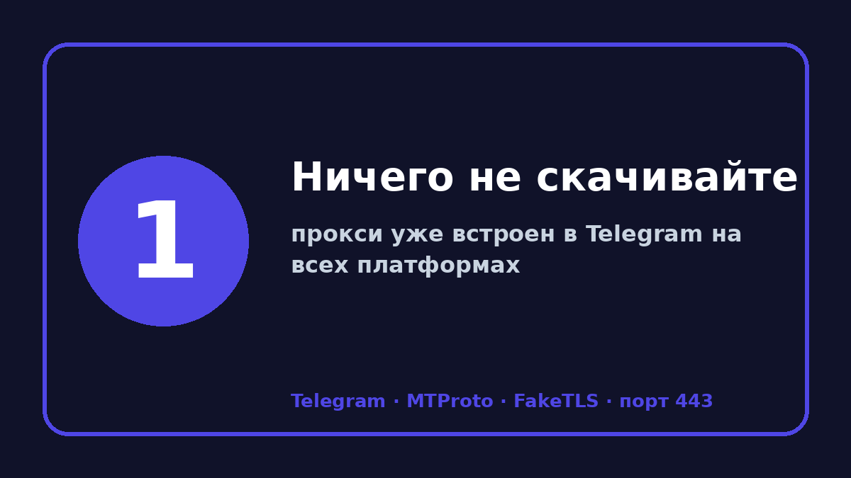 Скачать прокси для телеграм: шаг 1 — Ничего не скачивайте